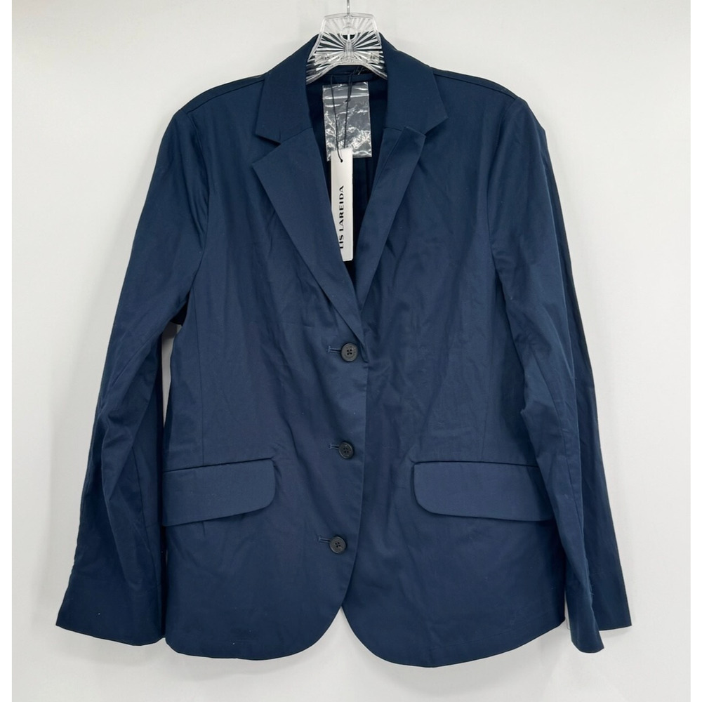 Lis Lareida Womens Blue Cotton Button Maddie Blazer Jacket Sz 40 US 10